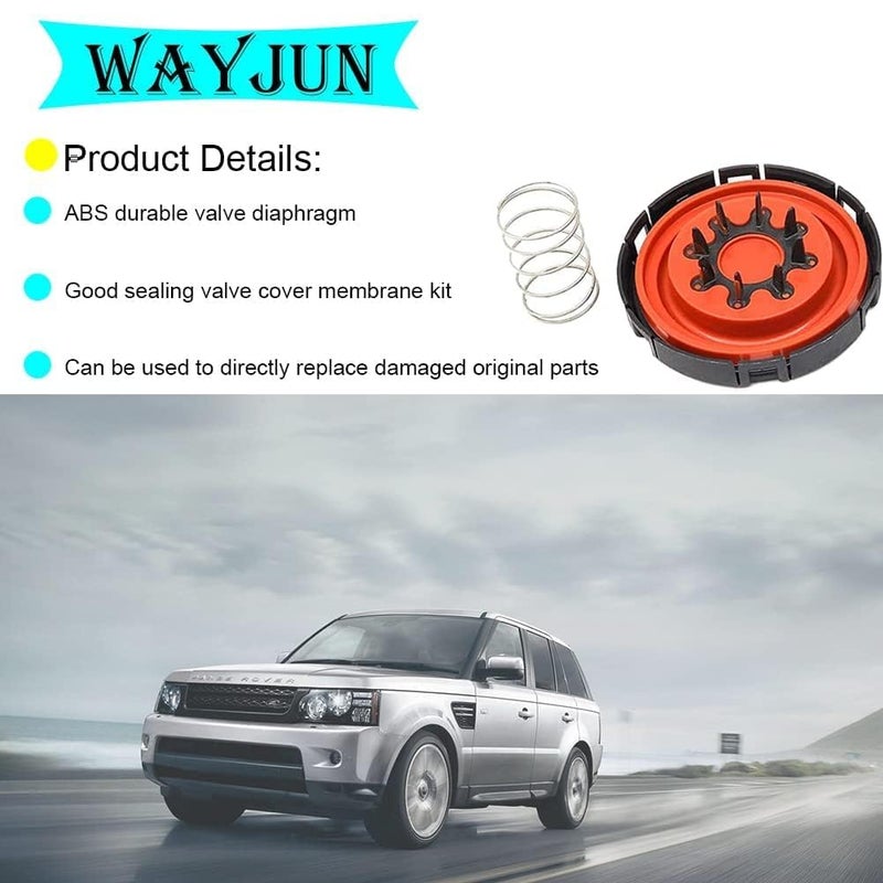 WayJun PCV Vavle Cover with Membrane kit (1 Pcs) Compatible with LR4 Range Rover & Sport Jaguar XF XJ XK 3.0L 5.0L LR041443 - Image 2